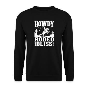 Rodeo Horse Riding Howdy Rodeo Bliss Cowboy - Unisex Pullover - Schwarz - Vorne - Alina (178cm) & Michal (187cm)