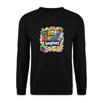 Schulkind 2026 Einschulung 2026 Schulanfang - Unisex Pullover - Schwarz - Vorne - Alina (178cm) & Michal (187cm)