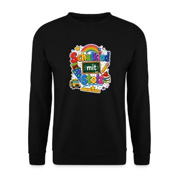 Schulkind 2026 Einschulung 2026 Schulanfang - Unisex Pullover - Schwarz - Vorne - Alina (178cm) & Michal (187cm)