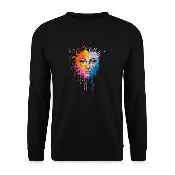 Explosion de peinture de visages colorées - Sweat-shirt Unisexe - noir - Devant - Alina (178cm) & Michal (187cm)
