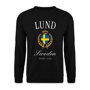 Lund Schweden Wappen Krone – Reise Souvenir - Unisex Pullover - Schwarz - Vorne - Alina (178cm) & Michal (187cm)