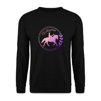 Voltigieren Mühle: Volti Pferdesport Pflichtübung - Unisex Pullover - Schwarz - Vorne - Alina (178cm) & Michal (187cm)