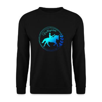 Voltigieren Mühle: Volti Pferdesport Pflichtübung - Unisex Pullover - Schwarz - Vorne - Alina (178cm) & Michal (187cm)