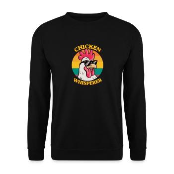 Chicken Whisperer Lustige Hühnerliebhaberfarm - Unisex Pullover - Schwarz - Vorne - Alina (178cm) & Michal (187cm)