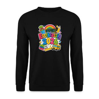 Schulkind 2026 Einschulung 2026 Schulanfang - Unisex Pullover - Schwarz - Vorne - Alina (178cm) & Michal (187cm)