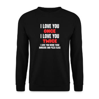 Mehr als Burger lieben - Unisex Pullover - Schwarz - Vorne - Alina (178cm) & Michal (187cm)