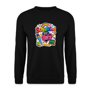 Schulkind 2026 Einschulung 2026 Schulanfang - Unisex Pullover - Schwarz - Vorne - Alina (178cm) & Michal (187cm)