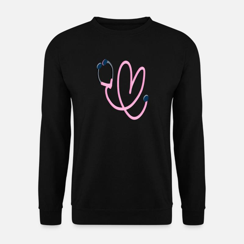 Rosa Herz Stethoskop - Unisex Pullover - Schwarz
