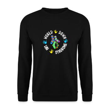 Welt-Down-Syndrom-Sockenkreis - Unisex Pullover - Schwarz - Vorne - Alina (178cm) & Michal (187cm)