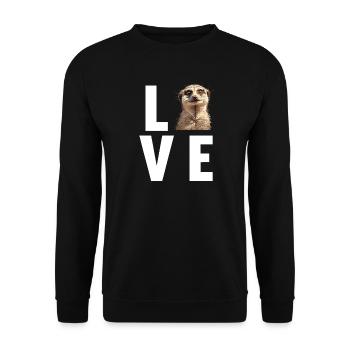 Meerkat Erdmännchen - Unisex Pullover - Schwarz - Vorne - Alina (178cm) & Michal (187cm)