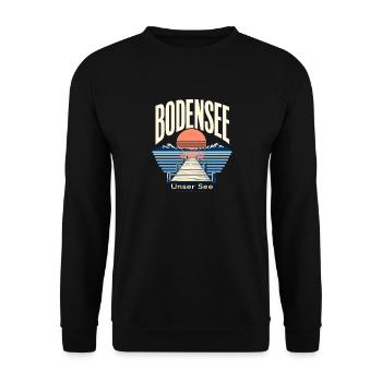 Bodensee Unser See Lake Vacation Memory - Unisex Pullover - Schwarz - Vorne - Alina (178cm) & Michal (187cm)