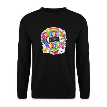 Schulkind 2026 Einschulung 2026 Schulanfang - Unisex Pullover - Schwarz - Vorne - Alina (178cm) & Michal (187cm)