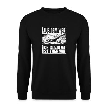 Ich Glaub Da ist Thermik Segelflieger - Unisex Pullover - Schwarz - Vorne - Alina (178cm) & Michal (187cm)
