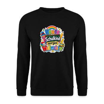 Schulkind 2026 Einschulung 2026 Schulanfang - Unisex Pullover - Schwarz - Vorne - Alina (178cm) & Michal (187cm)