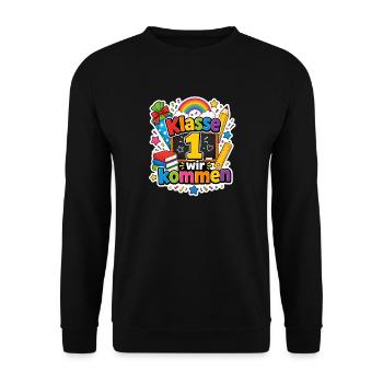 Schulkind 2026 Einschulung 2026 Schulanfang - Unisex Pullover - Schwarz - Vorne - Alina (178cm) & Michal (187cm)