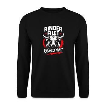 Rinderfilet Krümelt Nicht - Unisex Pullover - Schwarz - Vorne - Alina (178cm) & Michal (187cm)