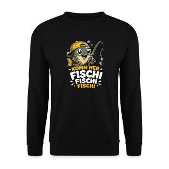 Komm her Fischi Fischi Fischi - Unisex Pullover - Schwarz - Vorne - Alina (178cm) & Michal (187cm)