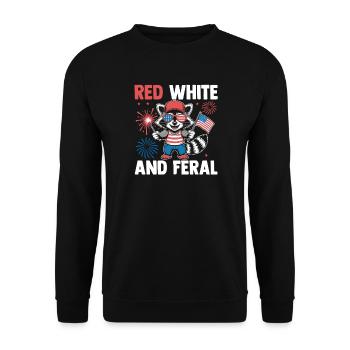 Patriotic Raccoon American Flag Trash Panda - Unisex Sweatshirt - black - Front - Alina (178cm) & Michal (187cm)