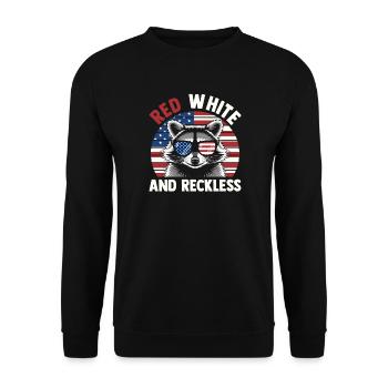 Raton laveur patriotique Drapeau américain Trash Panda - Sweat-shirt Unisexe - noir - Devant - Alina (178cm) & Michal (187cm)