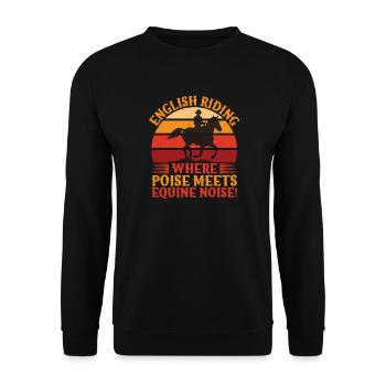 English Riding Horse Rider Poise Meets Equine - Unisex Pullover - Schwarz - Vorne - Alina (178cm) & Michal (187cm)