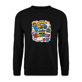 Schulkind 2026 Einschulung 2026 Schulanfang - Unisex Pullover - Schwarz - Vorne - Alina (178cm) & Michal (187cm)