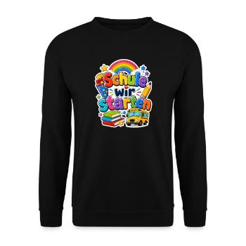 Schulkind 2026 Einschulung 2026 Schulanfang - Unisex Pullover - Schwarz - Vorne - Alina (178cm) & Michal (187cm)