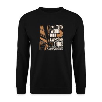 Holz in Großartiges verwandeln Handwerker DIY - Unisex Pullover - Schwarz - Vorne - Alina (178cm) & Michal (187cm)