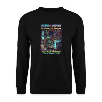 Alien vs Bigfoot – Kabinenshowdown Gaming - Unisex Pullover - Schwarz - Vorne - Alina (178cm) & Michal (187cm)