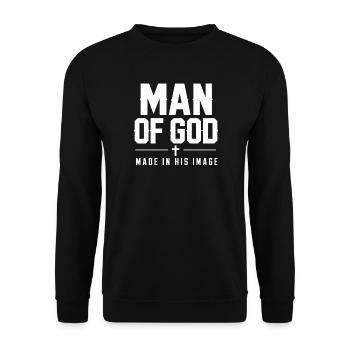 Man Of God Made In His Image Christian Faith - Unisex Sweatshirt - black - Front - Alina (178cm) & Michal (187cm)