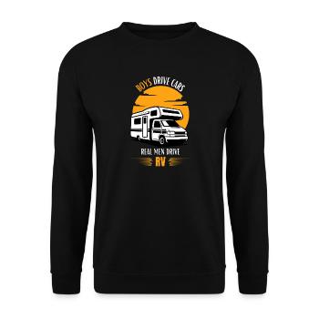 Real Men Drive RV - Unisex Sweatshirt - black - Front - Alina (178cm) & Michal (187cm)