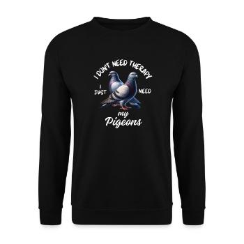 Taubentherapie Lustig - Unisex Pullover - Schwarz - Vorne - Alina (178cm) & Michal (187cm)