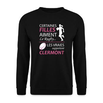 Certaines Filles Aiment Le Rugby Les Vraies Sup... - Sweat-shirt Unisexe - noir - Devant - Alina (178cm) & Michal (187cm)