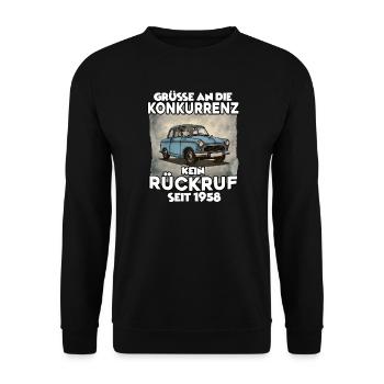  ein Symbol der DDR  ideal für Trabibesitzer Ossi - Unisex Pullover - Schwarz - Vorne - Alina (178cm) & Michal (187cm)