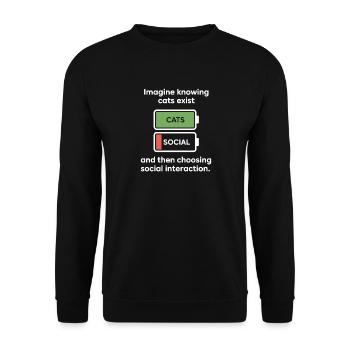 Chat : imaginez savoir que les chats existent Maman de chats - Sweat-shirt Unisexe - noir - Devant - Alina (178cm) & Michal (187cm)