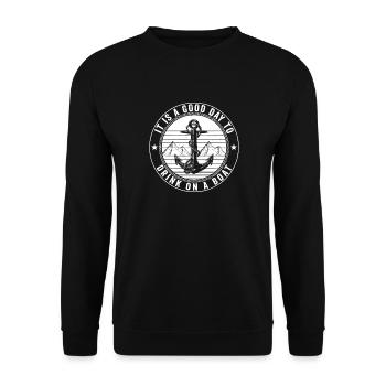Anker-Pointe: Drink On A Boat - Unisex Pullover - Schwarz - Vorne - Alina (178cm) & Michal (187cm)