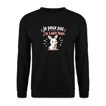 Je peux pas j'ai Lapin Nain - Sweat-shirt Unisexe - noir - Devant - Alina (178cm) & Michal (187cm)