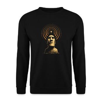 Moai Cosmic Signal - Unisex Sweatshirt - black - Front - Alina (178cm) & Michal (187cm)