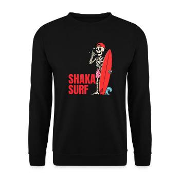 Shaka Surf Skeleton Surfing Summer Surfer - Unisex Sweatshirt - black - Front - Alina (178cm) & Michal (187cm)
