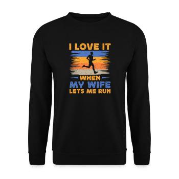 Running I Love It When My Wife Marathon Runner - Unisex Pullover - Schwarz - Vorne - Alina (178cm) & Michal (187cm)