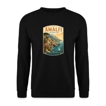 Amalfi Coast Vintage Travel Poster - Unisex Sweatshirt - black - Front - Alina (178cm) & Michal (187cm)