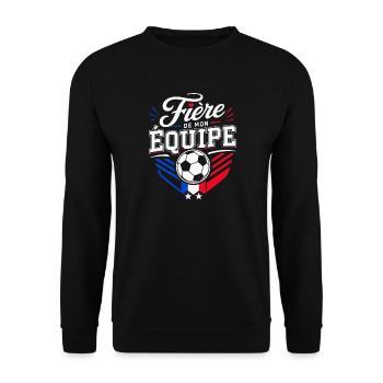 Fière de mon Équipe - Supportrice Football France - Sweat-shirt Unisexe - noir - Devant - Alina (178cm) & Michal (187cm)