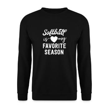 Softball-Herz-Lieblingssaison - Unisex Pullover - Schwarz - Vorne - Alina (178cm) & Michal (187cm)