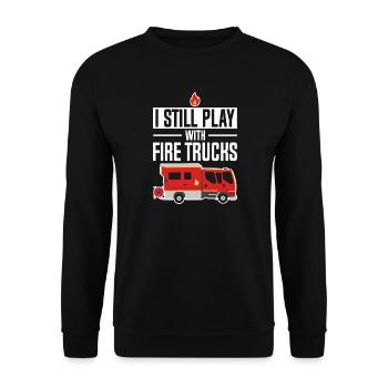 Je joue toujours avec des camions de pompiers - Sweat-shirt Unisexe - noir - Devant - Alina (178cm) & Michal (187cm)