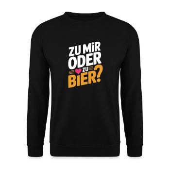 Bier Zu Mir Oder Zu Bier Flirt Single Party Malle - Unisex Pullover - Schwarz - Vorne - Alina (178cm) & Michal (187cm)