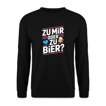 Bier Zu Mir Oder Zu Bier Flirt Single Party Malle - Unisex Pullover - Schwarz - Vorne - Alina (178cm) & Michal (187cm)
