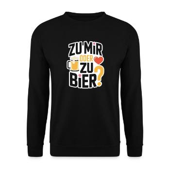 Bier Zu Mir Oder Zu Bier Flirt Single Party Malle - Unisex Pullover - Schwarz - Vorne - Alina (178cm) & Michal (187cm)