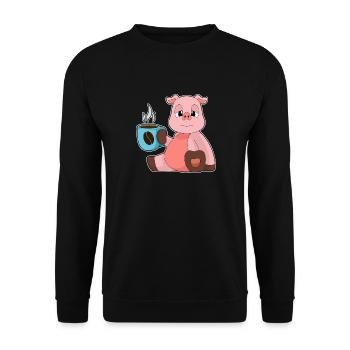 Tasse de Café Cochon - Sweat-shirt Unisexe - noir - Devant - Alina (178cm) & Michal (187cm)