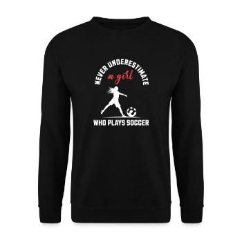Girl Who Plays Soccer - Unisex Sweatshirt - black - Front - Alina (178cm) & Michal (187cm)