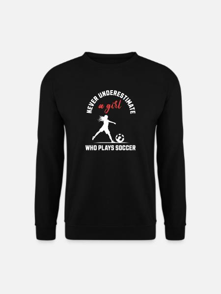 Mädchen, das Fußball spielt - Unisex Pullover - Schwarz