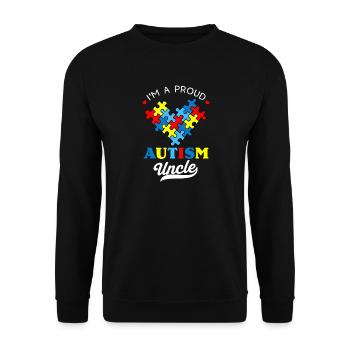 Stolzer Autismus Onkel Herz - Unisex Pullover - Schwarz - Vorne - Alina (178cm) & Michal (187cm)